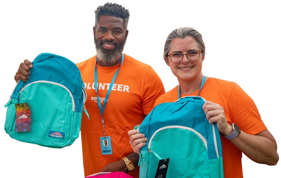 Couple building Backpacks for kids